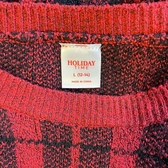 Merry & Bright Soft Plaid Holiday Christmas Sweater Size Large - Picture 5 of 5